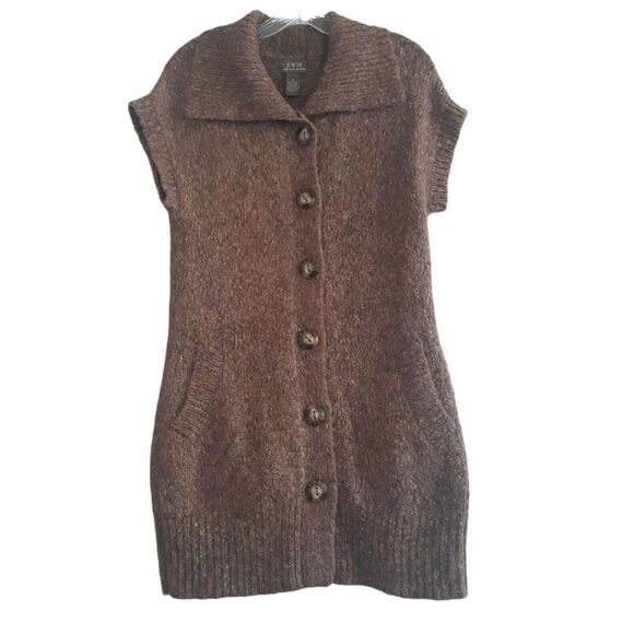 Fenn Wright Mansion Alpaca Wool Sweater Womens Med Brown Button Up Longline Shor - Picture 1 of 9